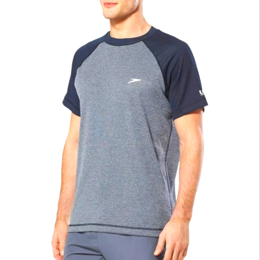 Speedo mens Colorblock sun protection blue tee size XXL